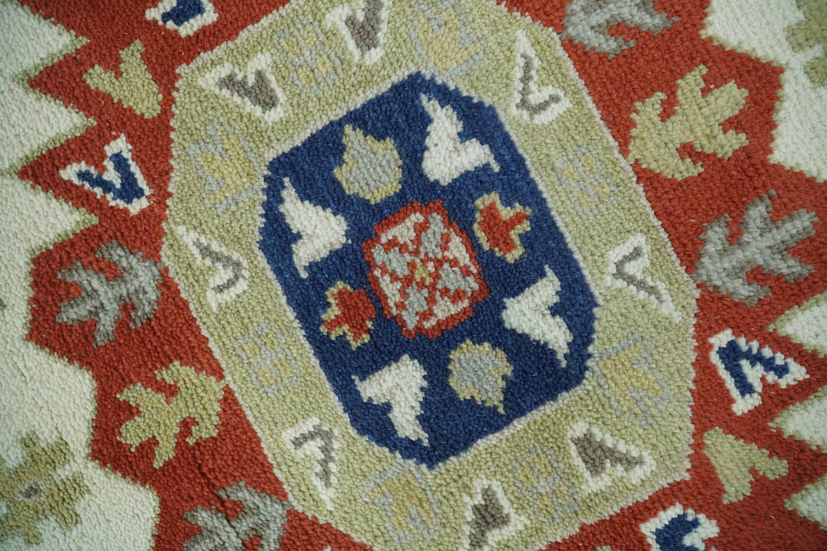 Traditional Mamluk design Ivory, Rust and Olive Hand knotted Multi Size wool rug.