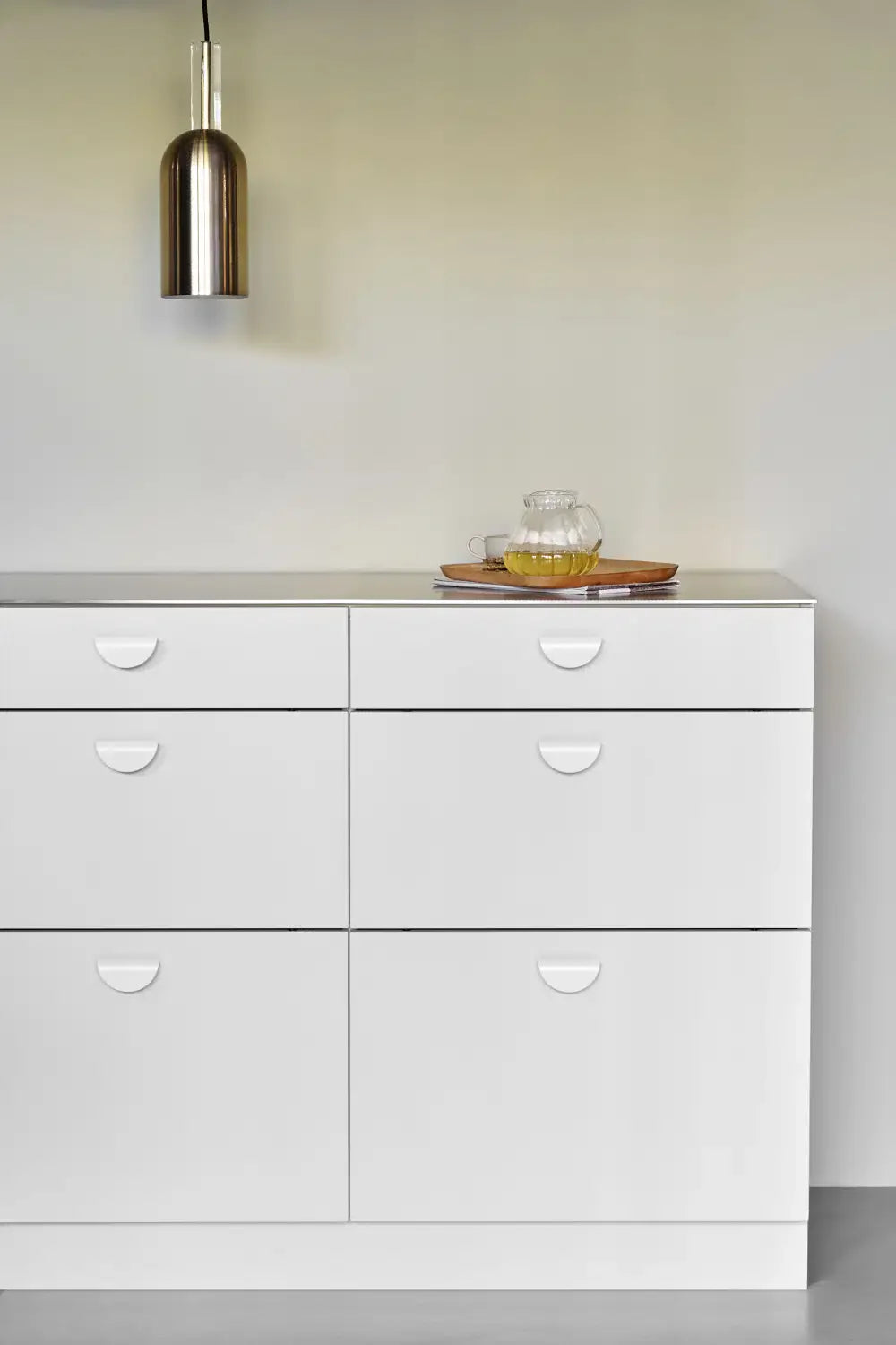 Semi-Circle "Horizon" White Drawer Pulls.