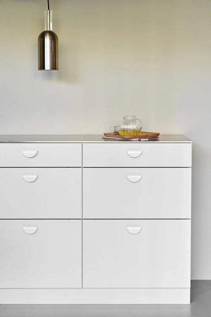 Semi-Circle "Horizon" White Drawer Pulls.