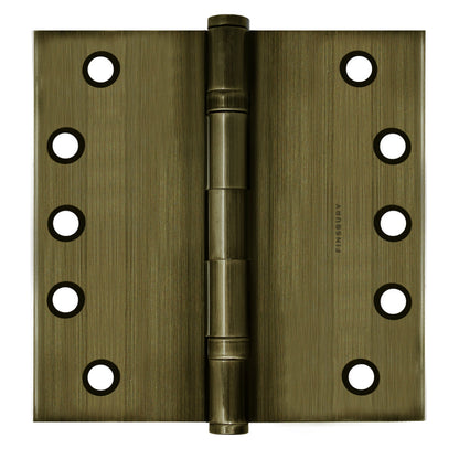 5x5 Inch Solid Brass Ball Bearing Door Hinge - Antique Brass.