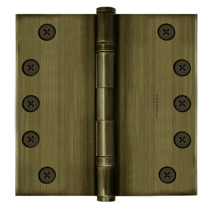 5x5 Inch Solid Brass Ball Bearing Door Hinge - Antique Brass.