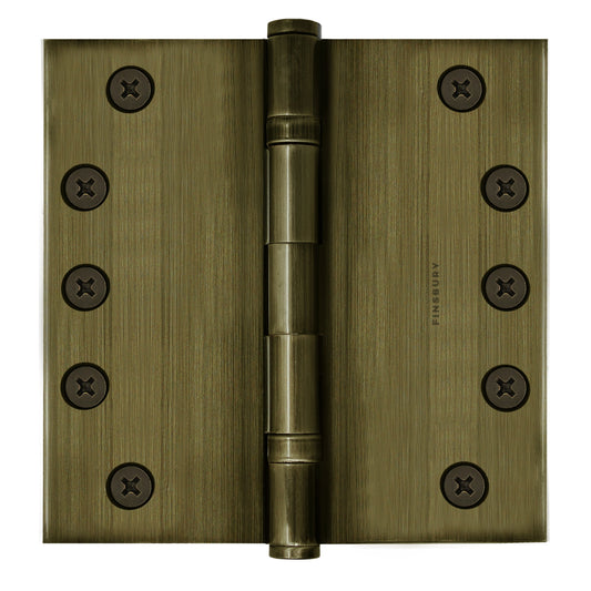5x5 Inch Solid Brass Ball Bearing Door Hinge - Antique Brass.