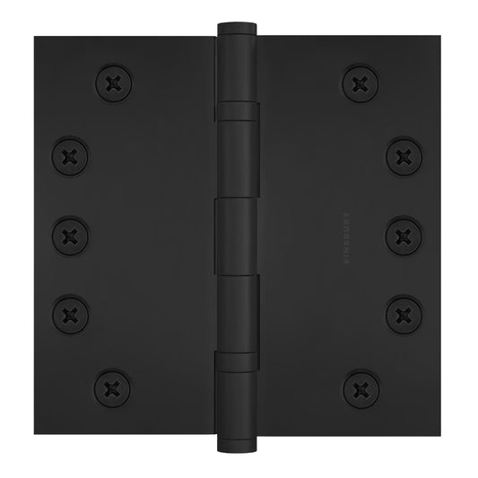 5x5 Inch Solid Brass Ball Bearing Door Hinge - Flat Black.
