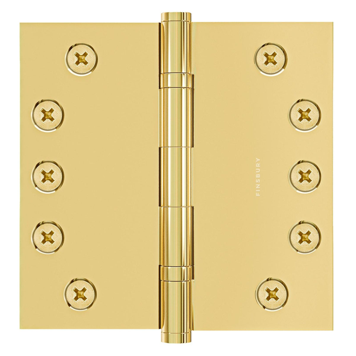 5x5 Inch Solid Brass Ball Bearing Door Hinge - Non Lacquered Polished Brass.