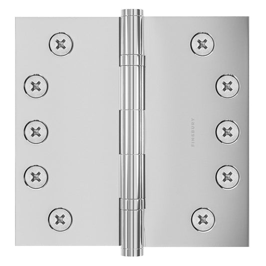 5x5 Inch Solid Brass Ball Bearing Door Hinge - Polished Chrome.