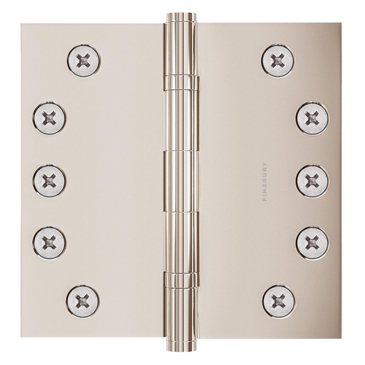 5x5 Inch Solid Brass Ball Bearing Door Hinge - Polished Nickel.
