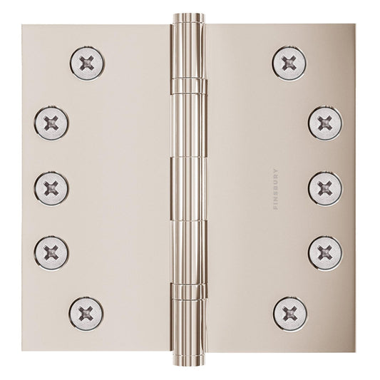 5x5 Inch Solid Brass Ball Bearing Door Hinge - Polished Nickel.