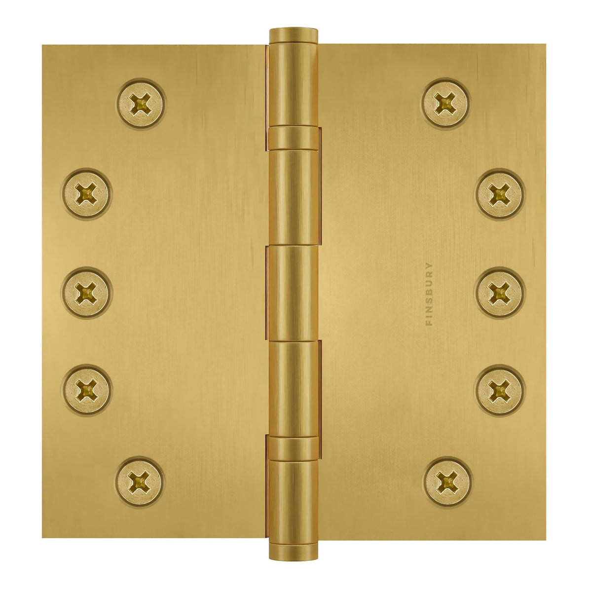 5x5 Inch Solid Brass Ball Bearing Door Hinge - Satin Brass.