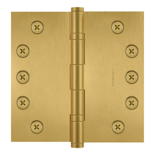 5x5 Inch Solid Brass Ball Bearing Door Hinge - Satin Brass.