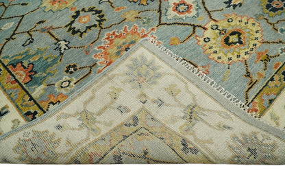 Antique Traditional Silver and Ivory Hand Knotted Oriental Oushak Multi Size wool Area Rug.