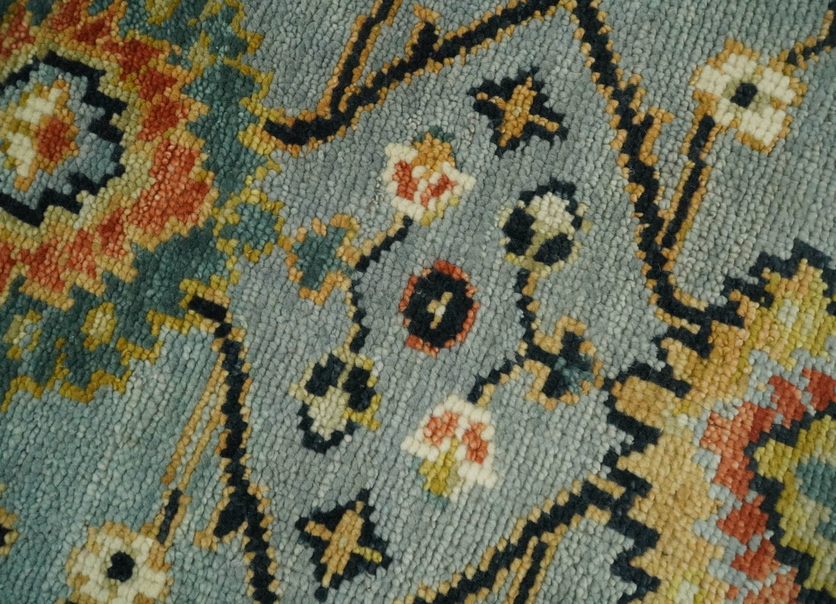 Antique Traditional Silver and Ivory Hand Knotted Oriental Oushak Multi Size wool Area Rug.