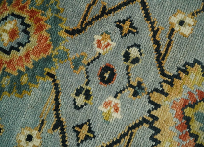 Antique Traditional Silver and Ivory Hand Knotted Oriental Oushak Multi Size wool Area Rug.