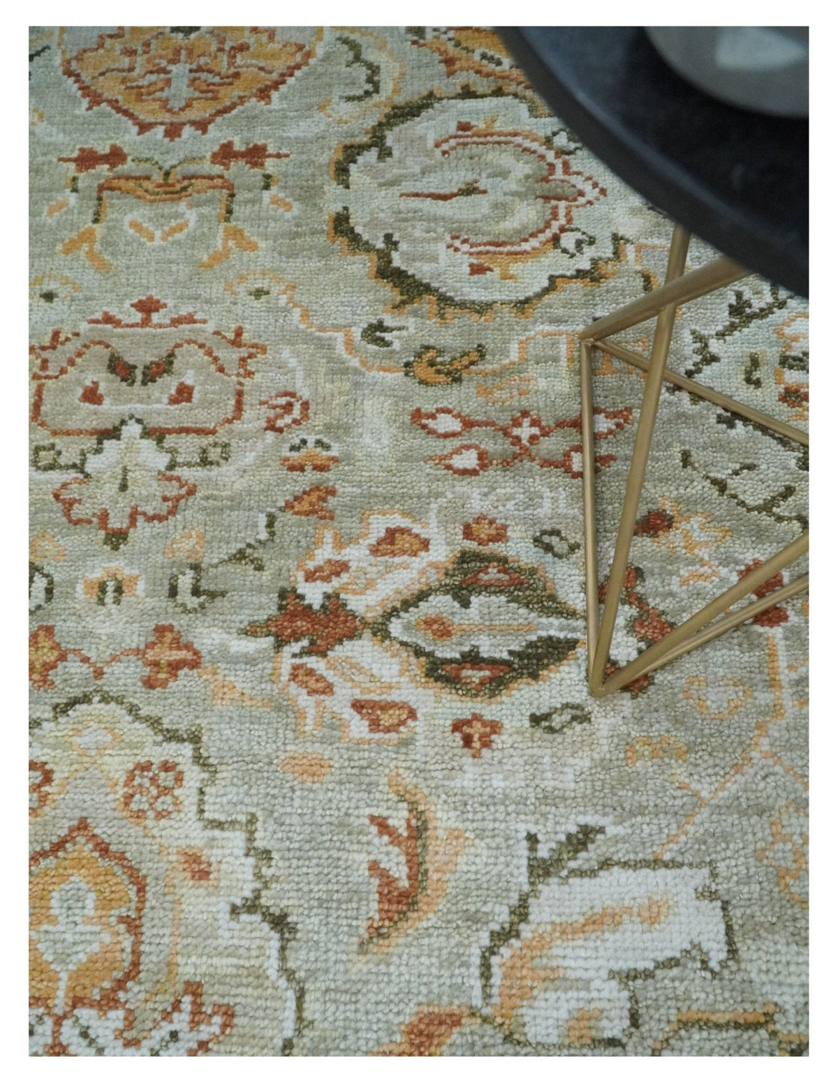 Hand Knotted Antique Peach and Beige Traditional Oushak Custom Made Wool Area Rug.