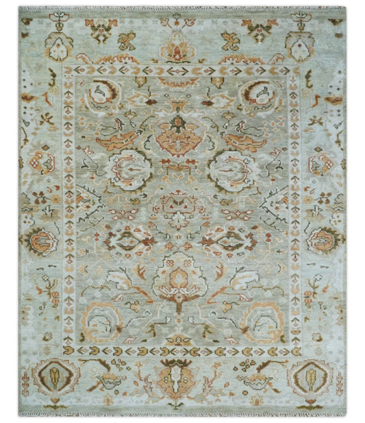 Hand Knotted Antique Peach and Beige Traditional Oushak Custom Made Wool Area Rug.