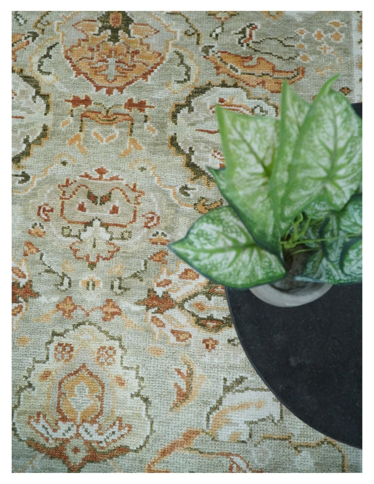 Hand Knotted Antique Peach and Beige Traditional Oushak Custom Made Wool Area Rug.