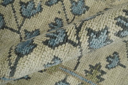 Tree of life Beige and Blue Traditional Hand Knotted Multi Size Wool Area Rug.