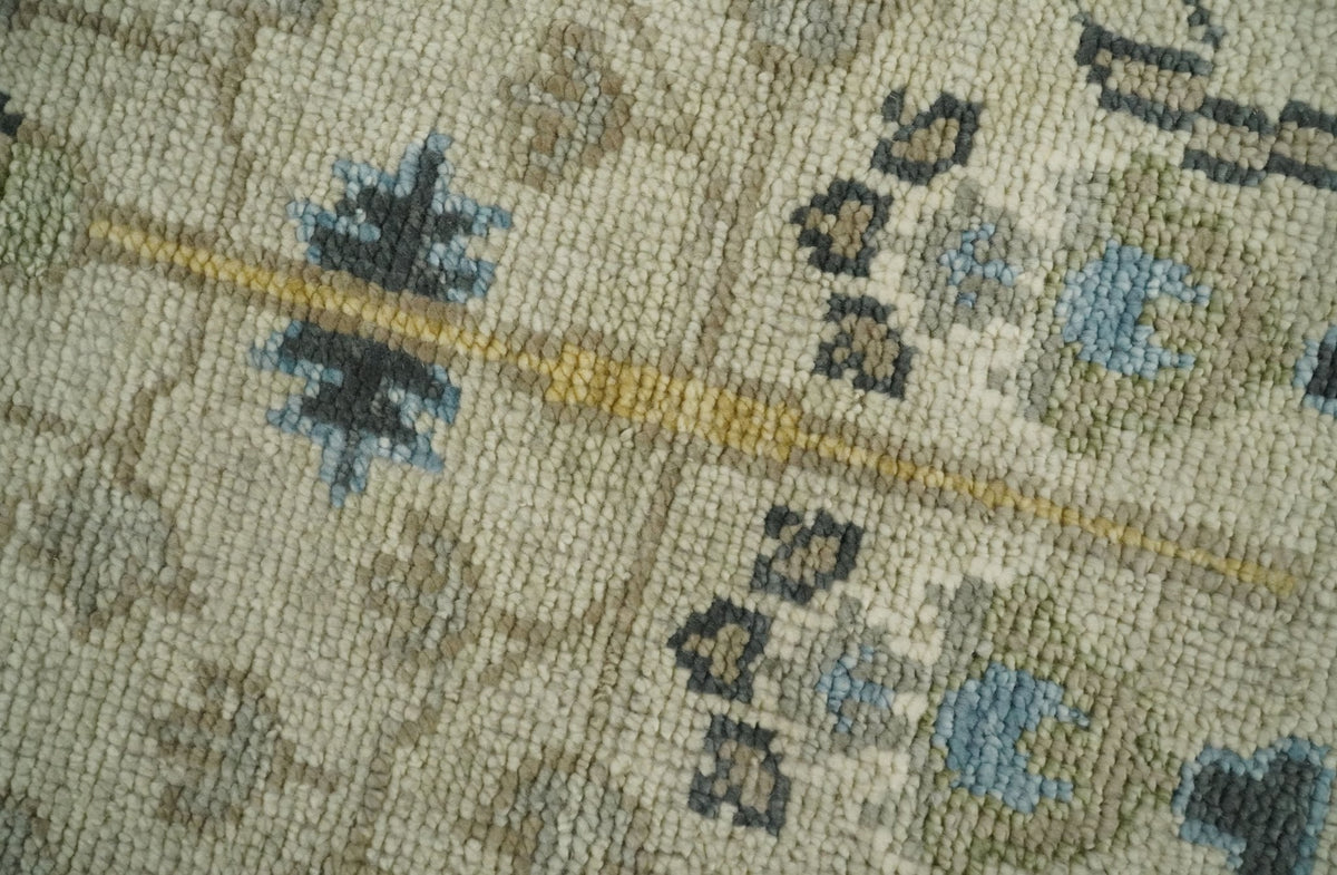Tree of life Beige and Blue Traditional Hand Knotted Multi Size Wool Area Rug.