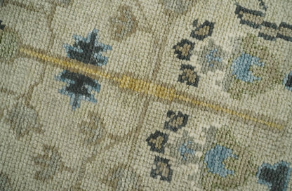 Tree of life Beige and Blue Traditional Hand Knotted Multi Size Wool Area Rug.