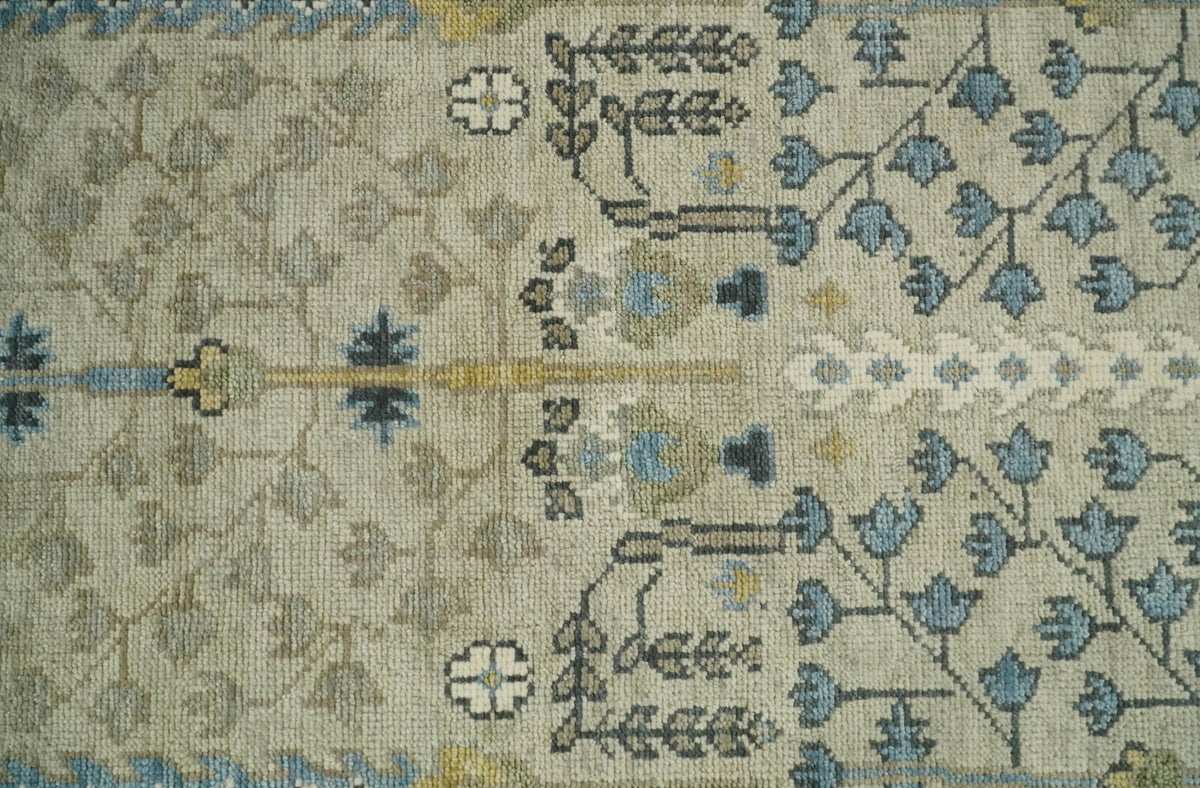 Tree of life Beige and Blue Traditional Hand Knotted Multi Size Wool Area Rug.