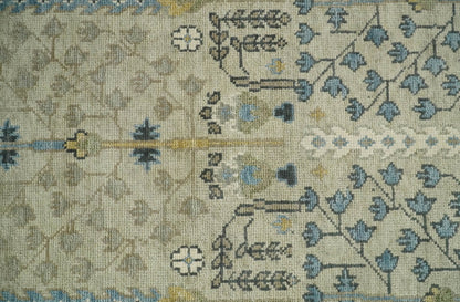 Tree of life Beige and Blue Traditional Hand Knotted Multi Size Wool Area Rug.