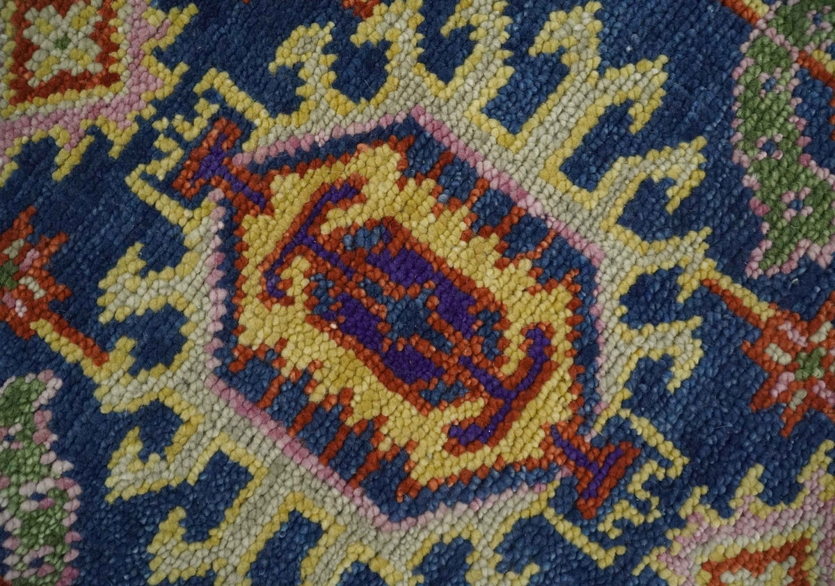 Custom Made Hand Knotted Blue, Gold and Beige Oriental Oushak wool Area Rug.