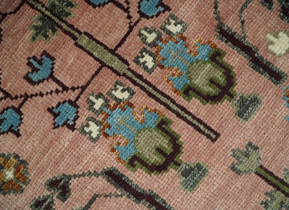 Pink, Olive and Beige vintage Traditional Tree of Life Custom Made Serapi Wool Rug.