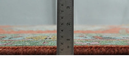 Custom Made Hand Knotted Red, Blue and Olive Traditional Antique Style Wool Rug.