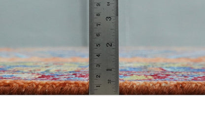 Hand Knotted Rust And Blue Traditional Multi Size Antique Wool Area Rug.