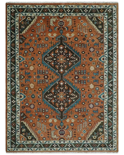 Rust, Ivory and Brown Oriental Traditional Hand knotted Multi Size Area Rug.