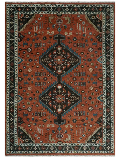 Rust, Ivory and Brown Oriental Traditional Hand knotted Multi Size Area Rug.