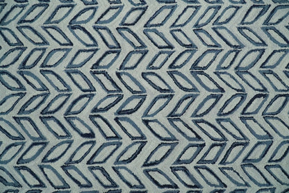 Contemporary Farmhouse Leaf's Hand Tufted Silver and Blue Loop Multi Size Wool Rug.