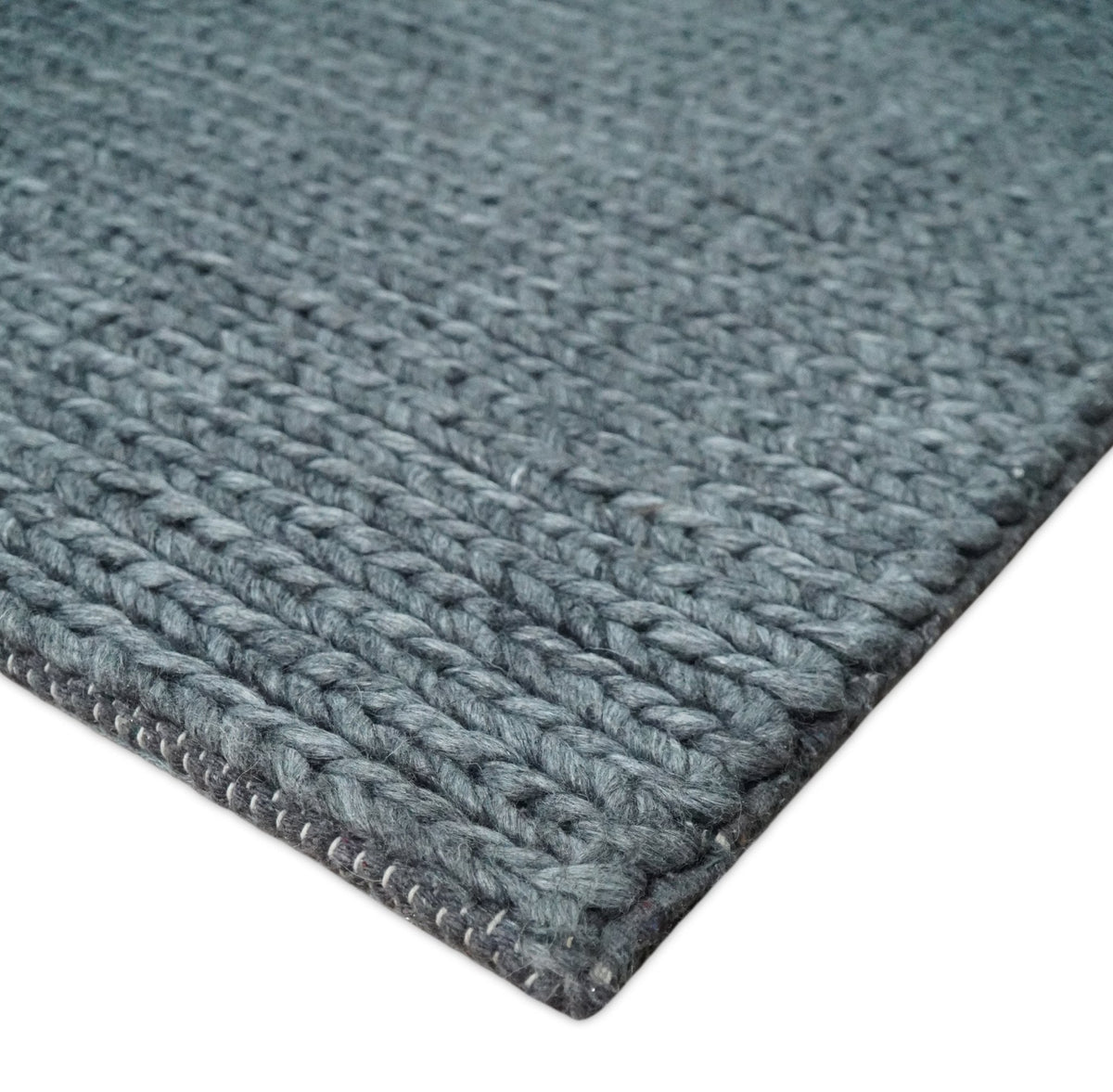 5x8 and 8x10 Braided Wool Solid Gray Hand Woven Soft Plush Area Rug.