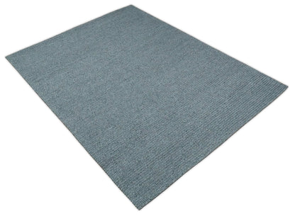5x8 and 8x10 Braided Wool Solid Gray Hand Woven Soft Plush Area Rug.