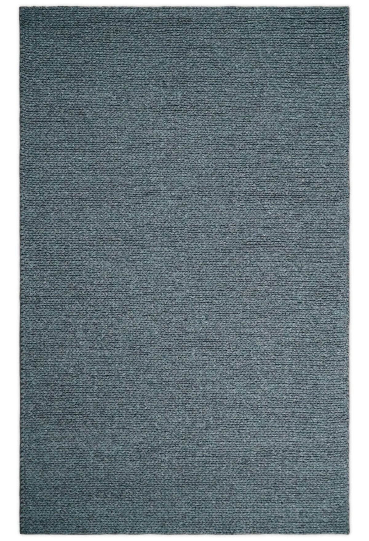 5x8 and 8x10 Braided Wool Solid Gray Hand Woven Soft Plush Area Rug.