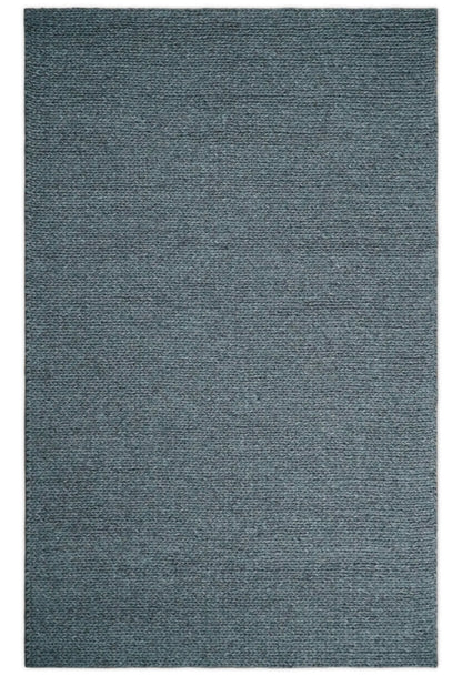 5x8 and 8x10 Braided Wool Solid Gray Hand Woven Soft Plush Area Rug.