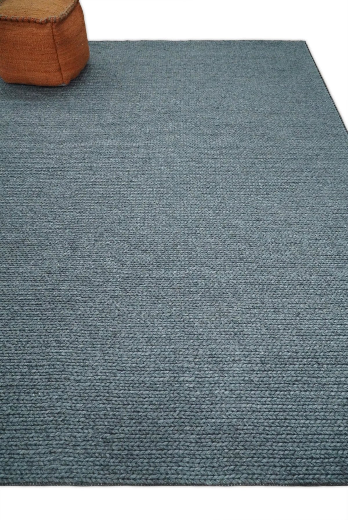 5x8 and 8x10 Braided Wool Solid Gray Hand Woven Soft Plush Area Rug.