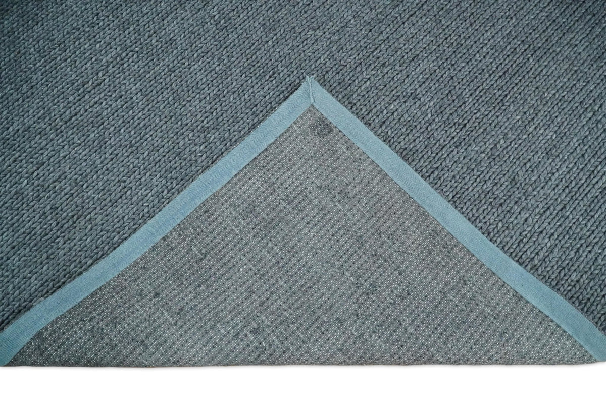 5x8 and 8x10 Braided Wool Solid Gray Hand Woven Soft Plush Area Rug.