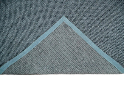 5x8 and 8x10 Braided Wool Solid Gray Hand Woven Soft Plush Area Rug.