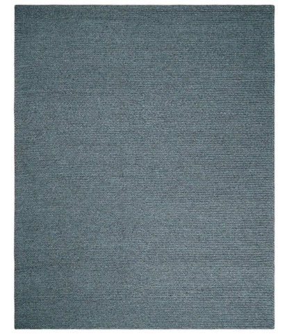 5x8 and 8x10 Braided Wool Solid Gray Hand Woven Soft Plush Area Rug.