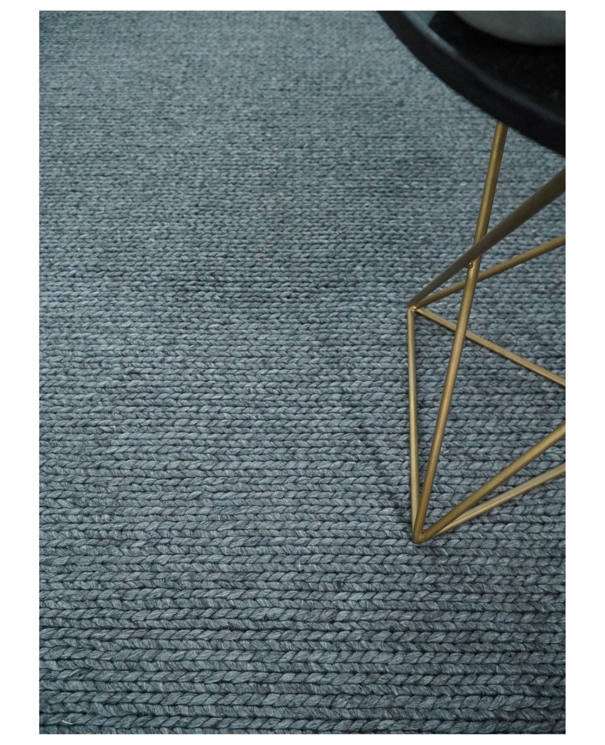 5x8 and 8x10 Braided Wool Solid Gray Hand Woven Soft Plush Area Rug.