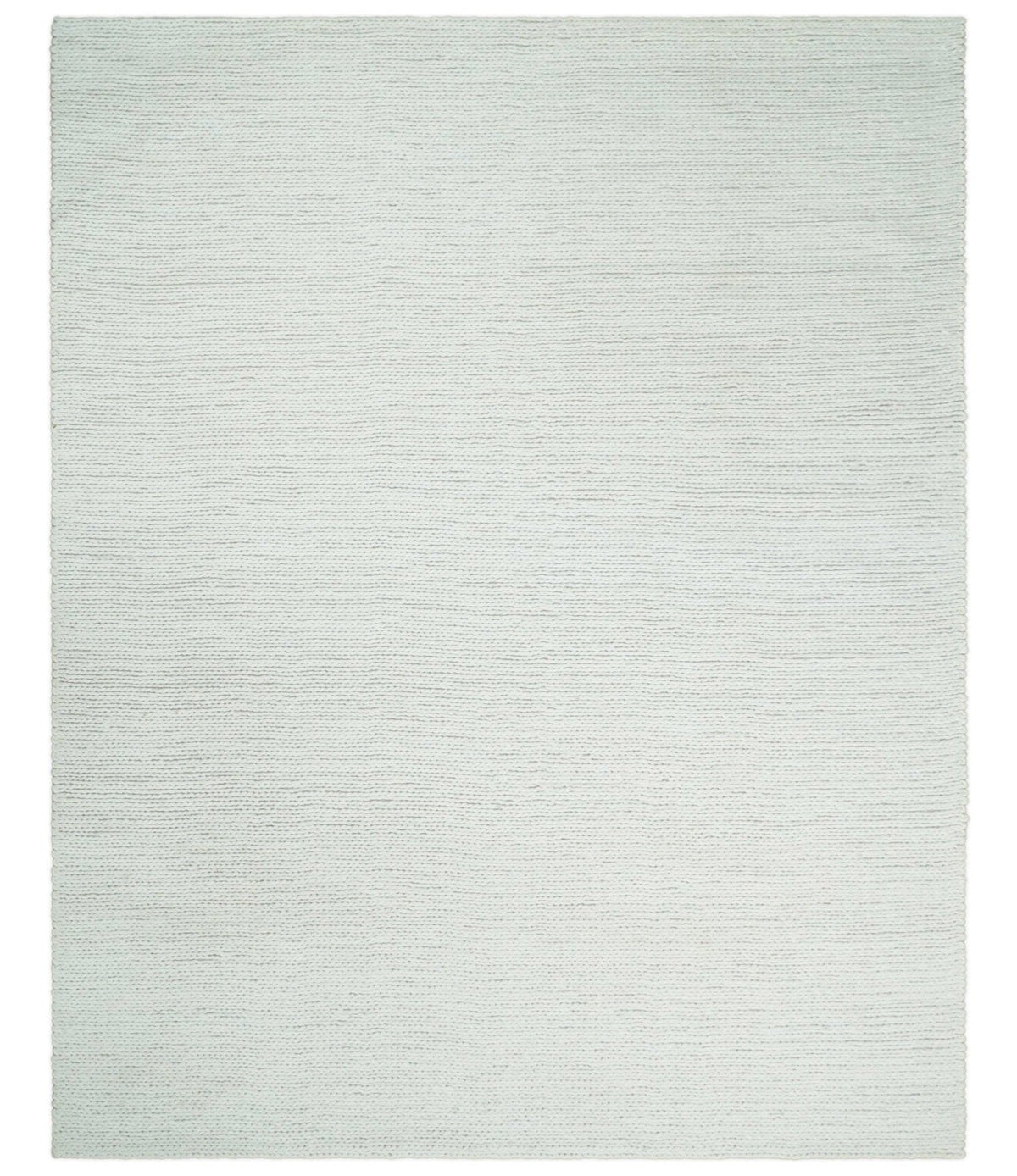 5x8 and 8x10 Braided Wool Solid White Hand Woven Soft Plush Area Rug.