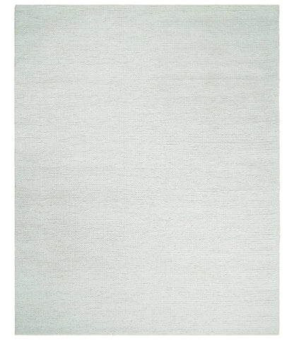 5x8 and 8x10 Braided Wool Solid White Hand Woven Soft Plush Area Rug.