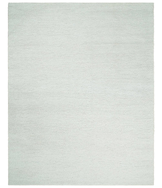 5x8 and 8x10 Braided Wool Solid White Hand Woven Soft Plush Area Rug.