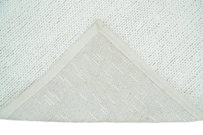5x8 and 8x10 Braided Wool Solid White Hand Woven Soft Plush Area Rug.