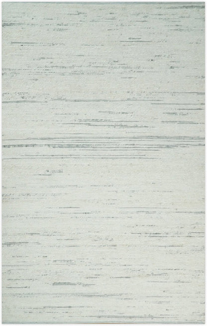 Modern Ivory and Gray Hand Made 5x8 Wool Area Rug.