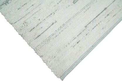 Modern Ivory and Gray Hand Made 5x8 Wool Area Rug.
