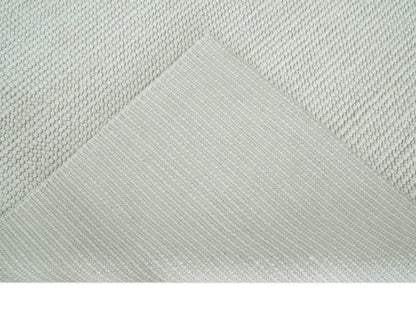 Contemporary Solid Design Ivory Handwoven Wool Area Rug.
