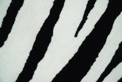 Modern Zebra Hand Tufted Black and White Wool Area Rug.