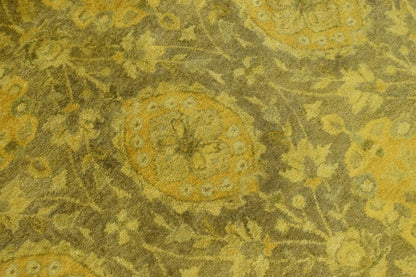 Traditional Floral Design Gold Hand Tufted Overdyed Wool Area Rug.