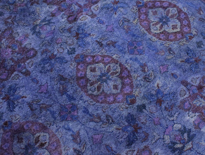 Custom Made Hand Tufted Blue Traditional Style Overdyed Wool Area Rug.